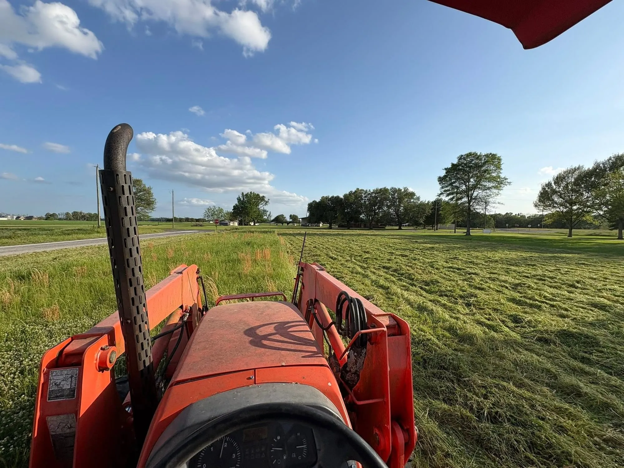 A freshly mowed roadside pasture in Franklin Parish, Louisiana